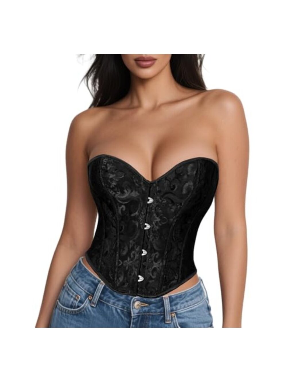 Bustier Corset Top Lace Up Overbust Shapewear for Women